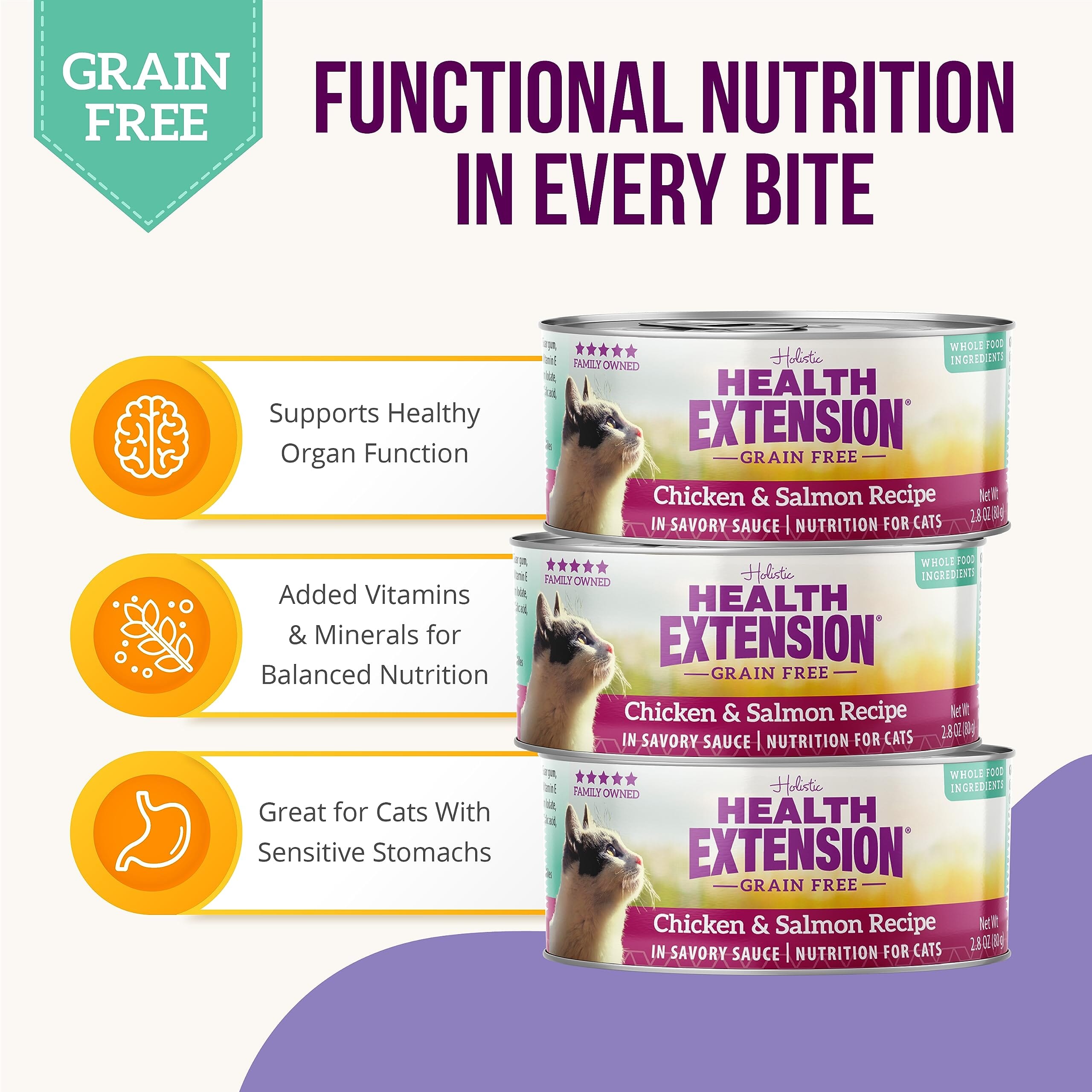 Health Extension Grain-Free Chicken and Salmon Canned Cat Food - 2.8 Oz - Case of 24