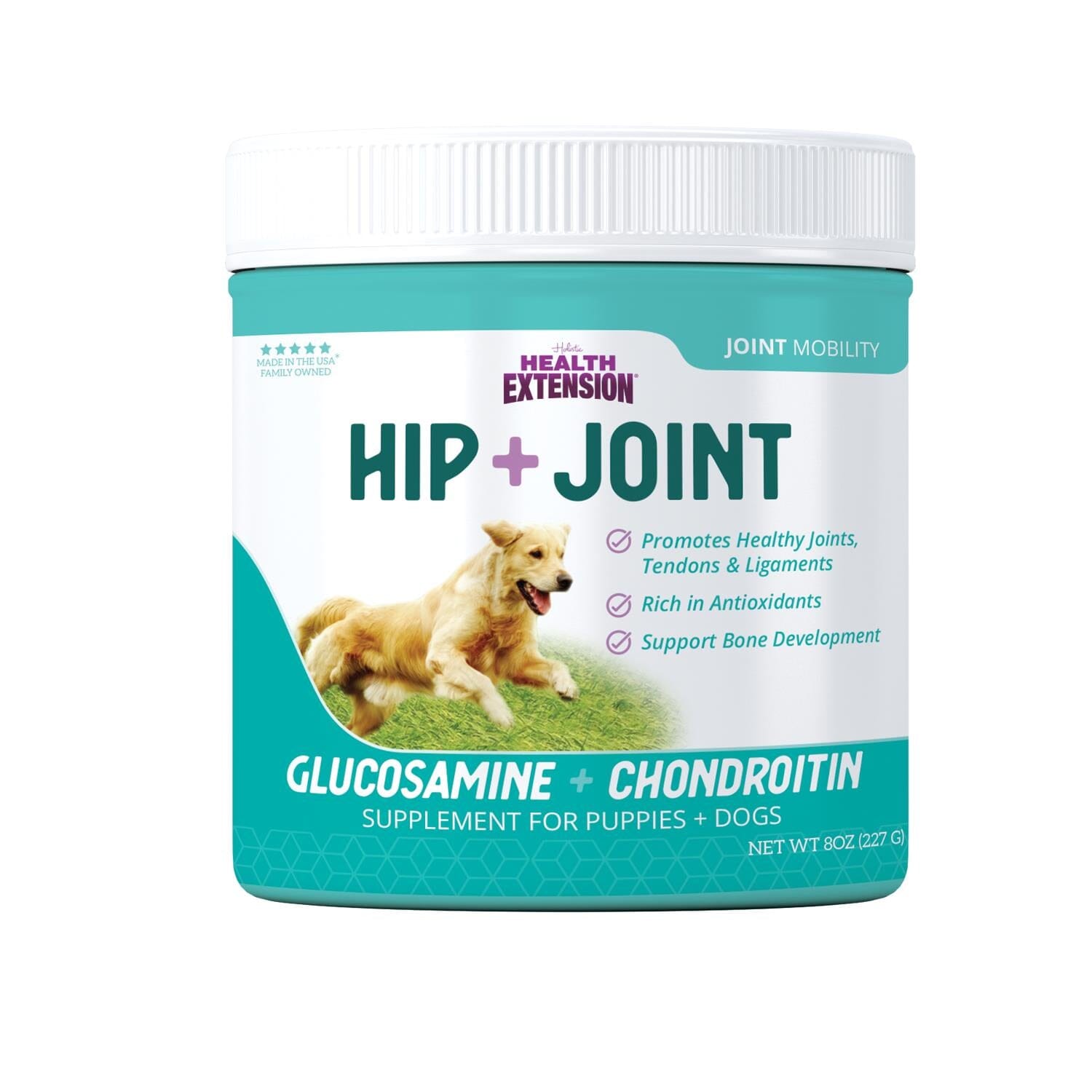 Health Extension Hip and Joint Mobility Support Glucosomine Powder Dog Supplement - 8 Oz