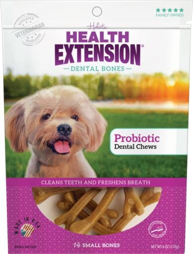 Health Extension Probiotic Bone-Shaped Dental Dog Chews - Small - 14 Pack
