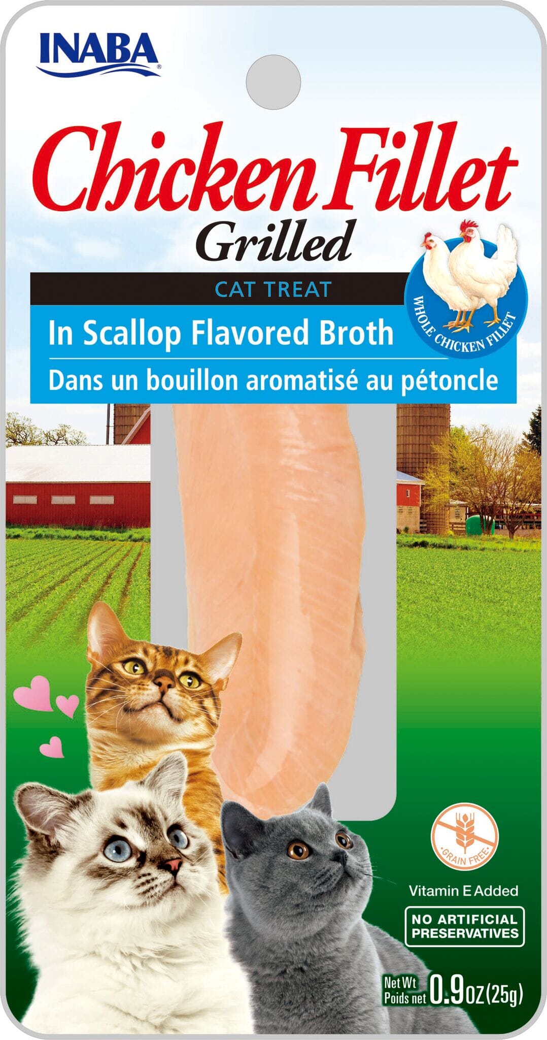 Inaba Chicken Fillet Grilled with Flavored Broth Cat Treats - Scallop - .9 Oz - 6 Pack