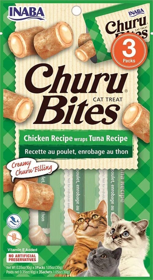 Inaba Churu Bites Chicken Wraps with Tuna Soft and Chewy Cat Treats - 1.05 Oz - Case of 6