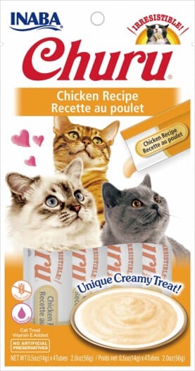 Inaba Churu Puree Cat Treats - Chicken - .5 Oz - 4 Pack - Case of 6
