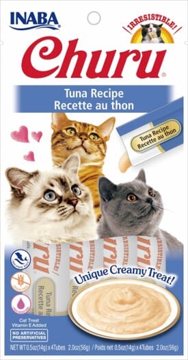 Inaba Churu Puree Cat Treats - Tuna - .5 Oz - 4 Pack - Case of 6
