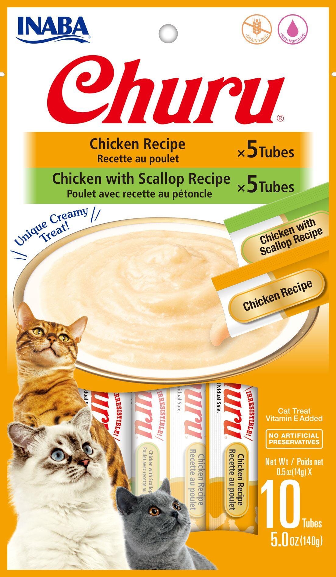 Inaba Churu Puree Cat Treats Variety Pack Cat Treats - Chicken - .5 Oz - 10 Pack