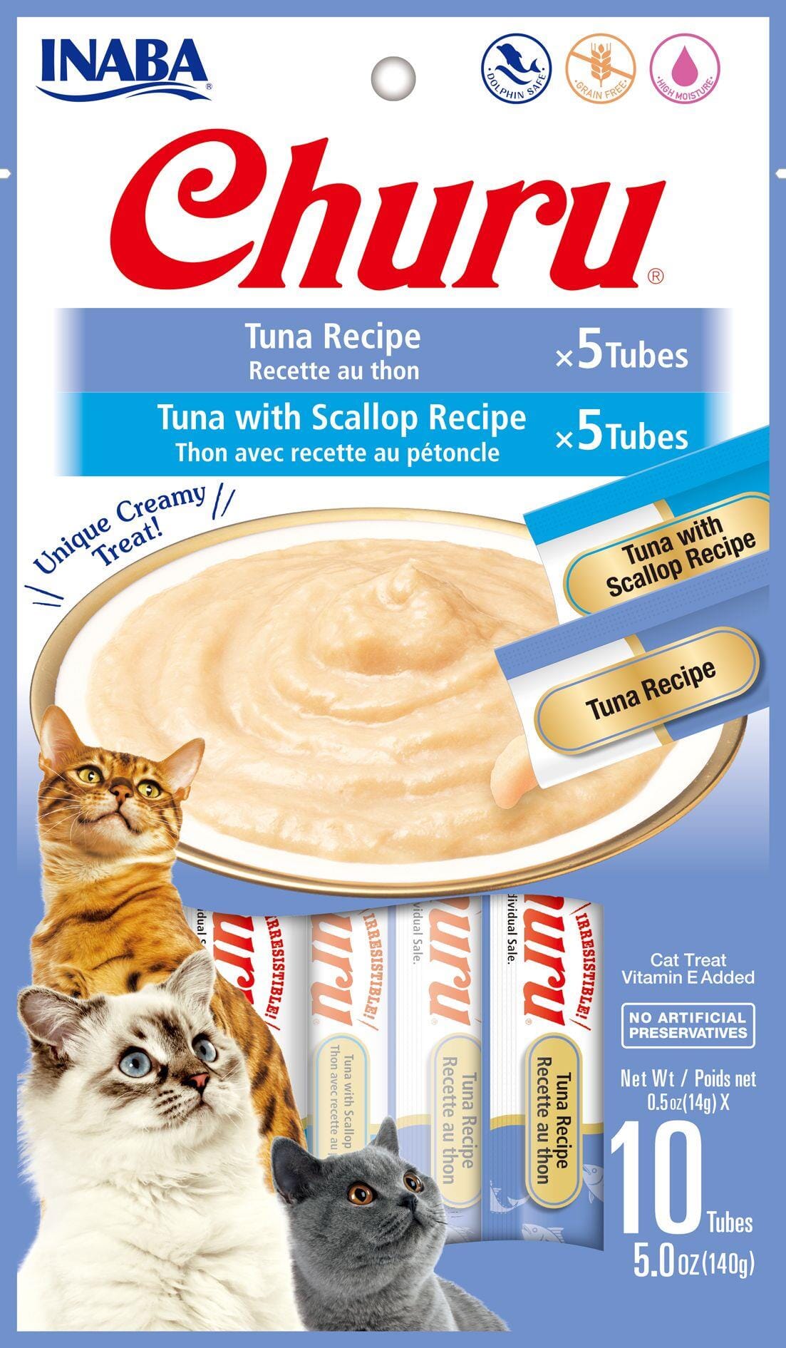 Inaba Churu Puree Cat Treats Variety Pack Cat Treats - Tuna - .5 Oz - 10 Pack