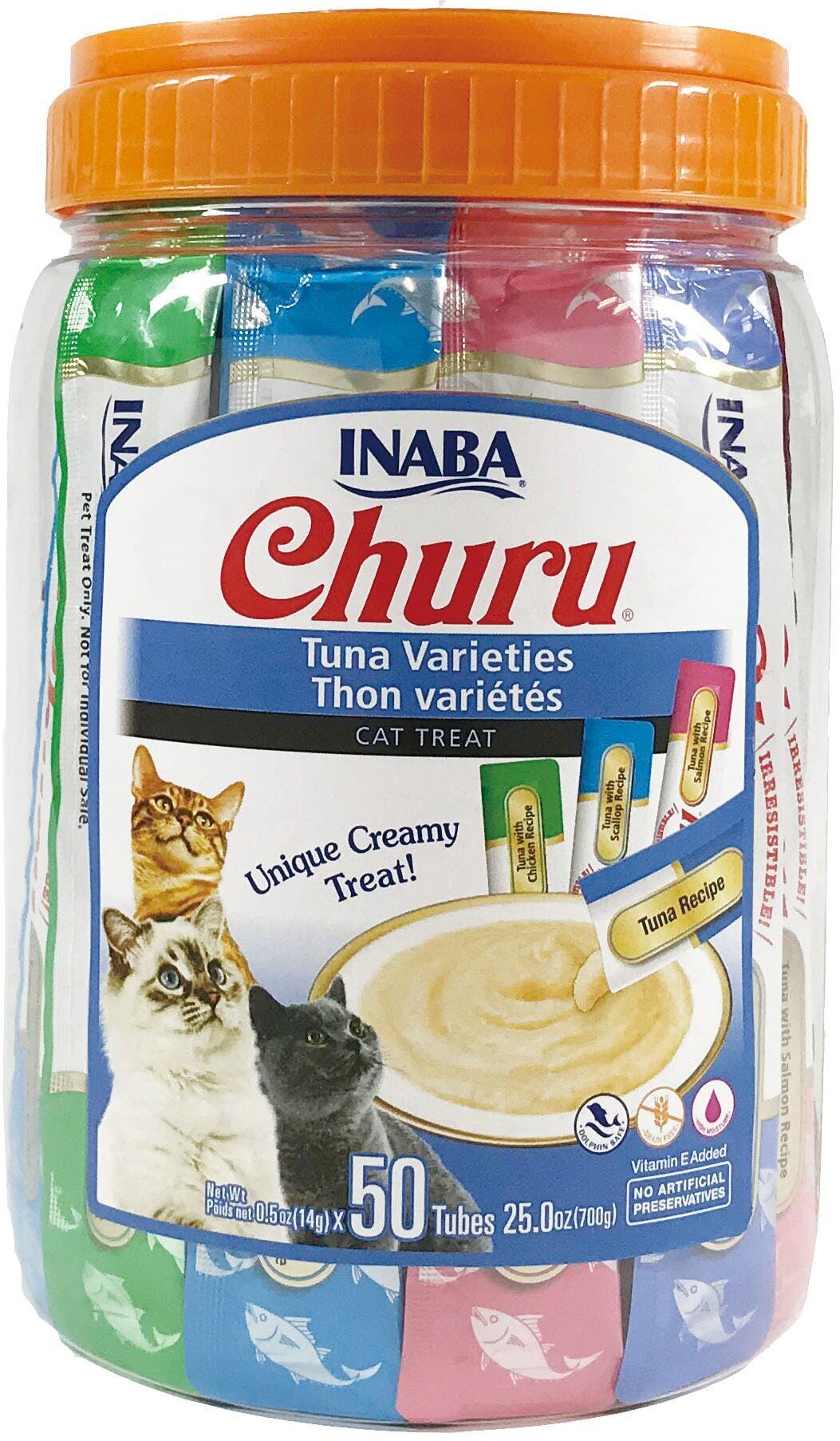 Inaba Churu Puree Cat Treats Variety Pack Cat Treats - Tuna - .5 Oz - 50 Pack