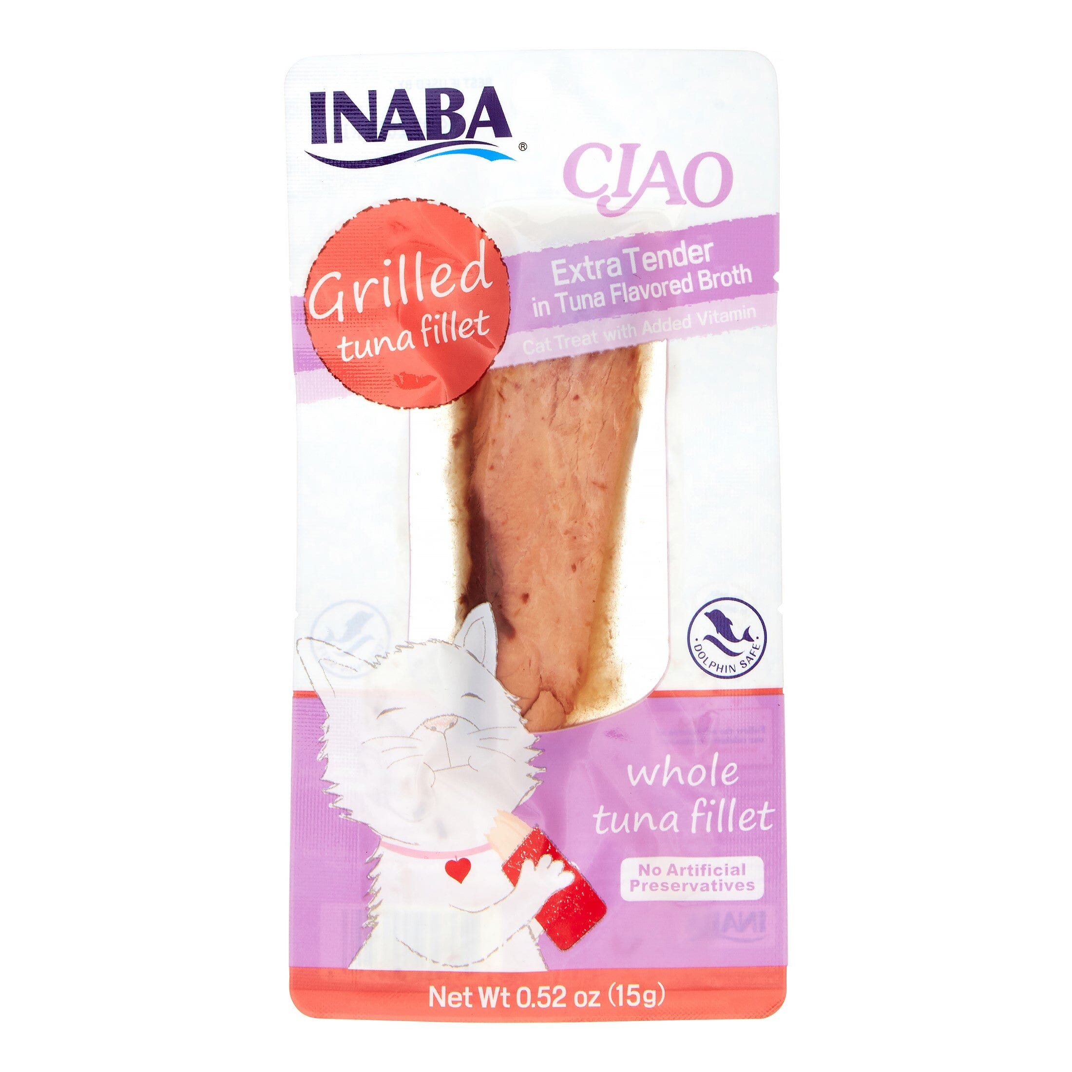 Inaba Tuna Fillet Grilled Xtender with Flavored Broth Cat Treats - Tuna - .52 Oz - 6 Pack