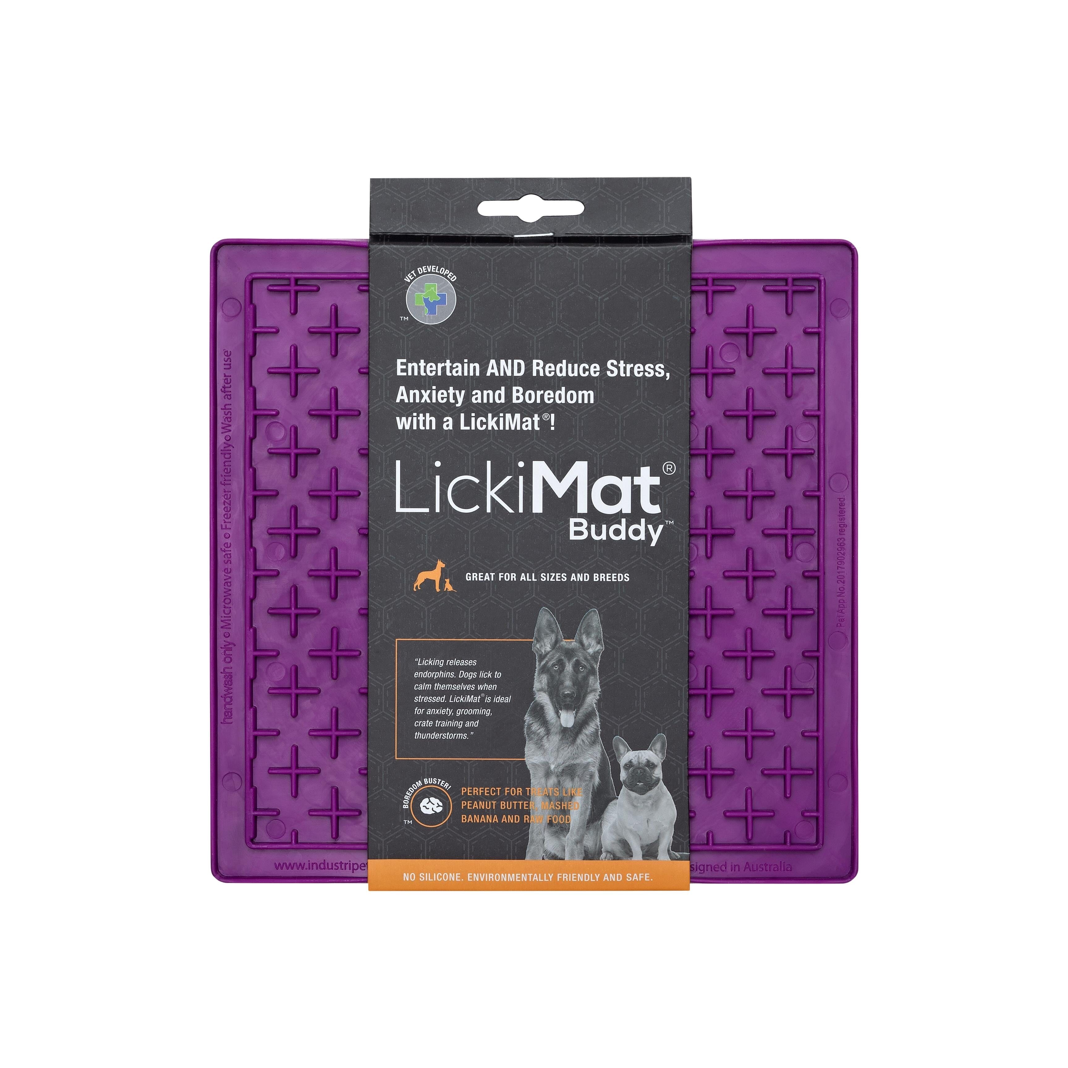 Innovative Pet Lickimat Classic Buddy Slow Feeding Mat for Cats and Dogs - Purple