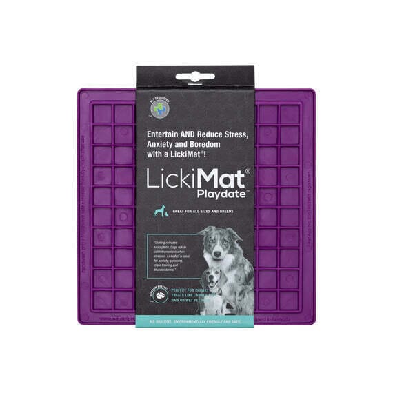 Innovative Pet Lickimat Classic Playdate Slow Feeding Mat for Cats and Dogs - Purple