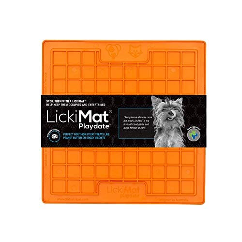 Innovative Pet Lickimat Classic Playdate Slow Feeding Mat for Cats and Puppies - Orange