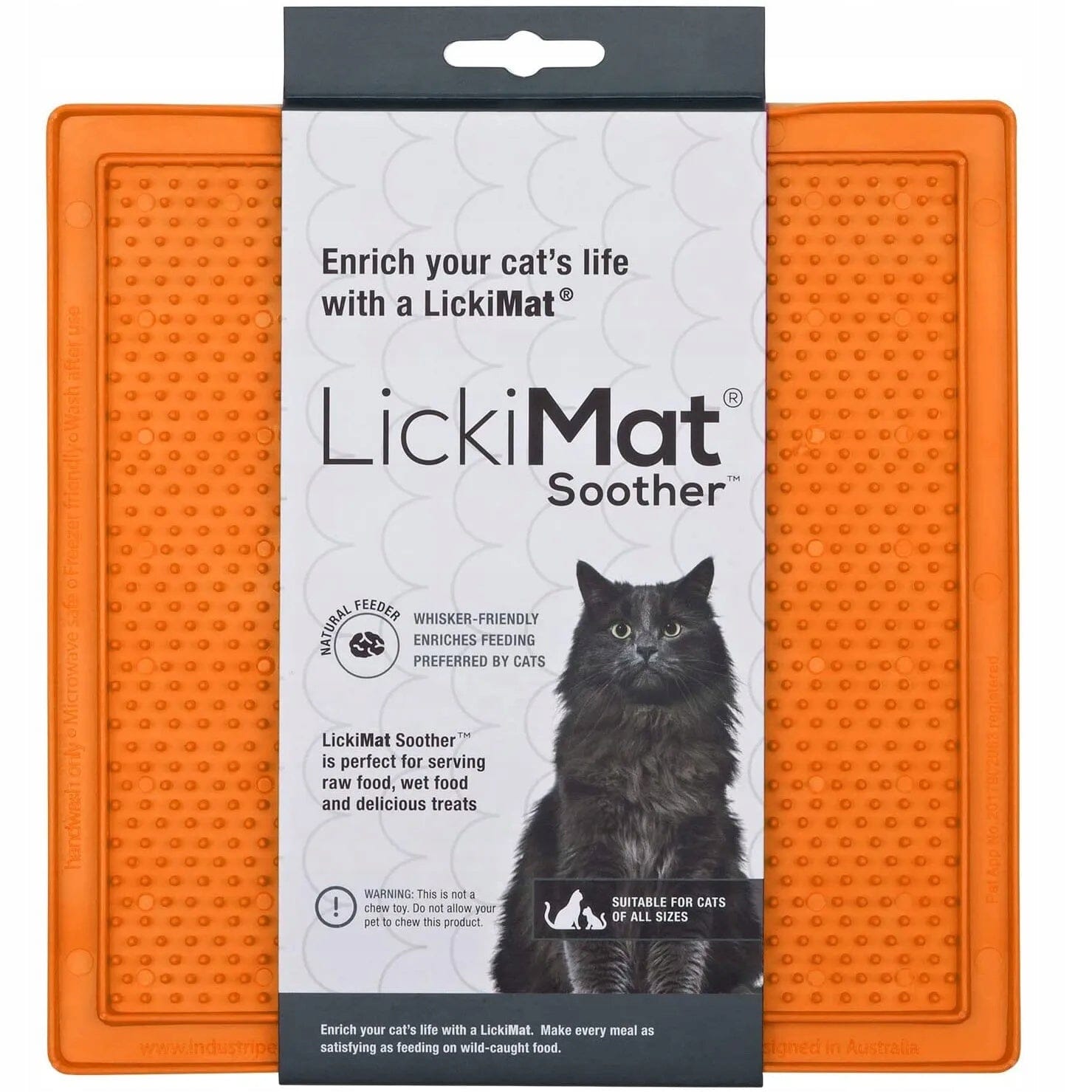 Innovative Pet Lickimat Classic Soother Slow Feeding Mat for Cats - Orange