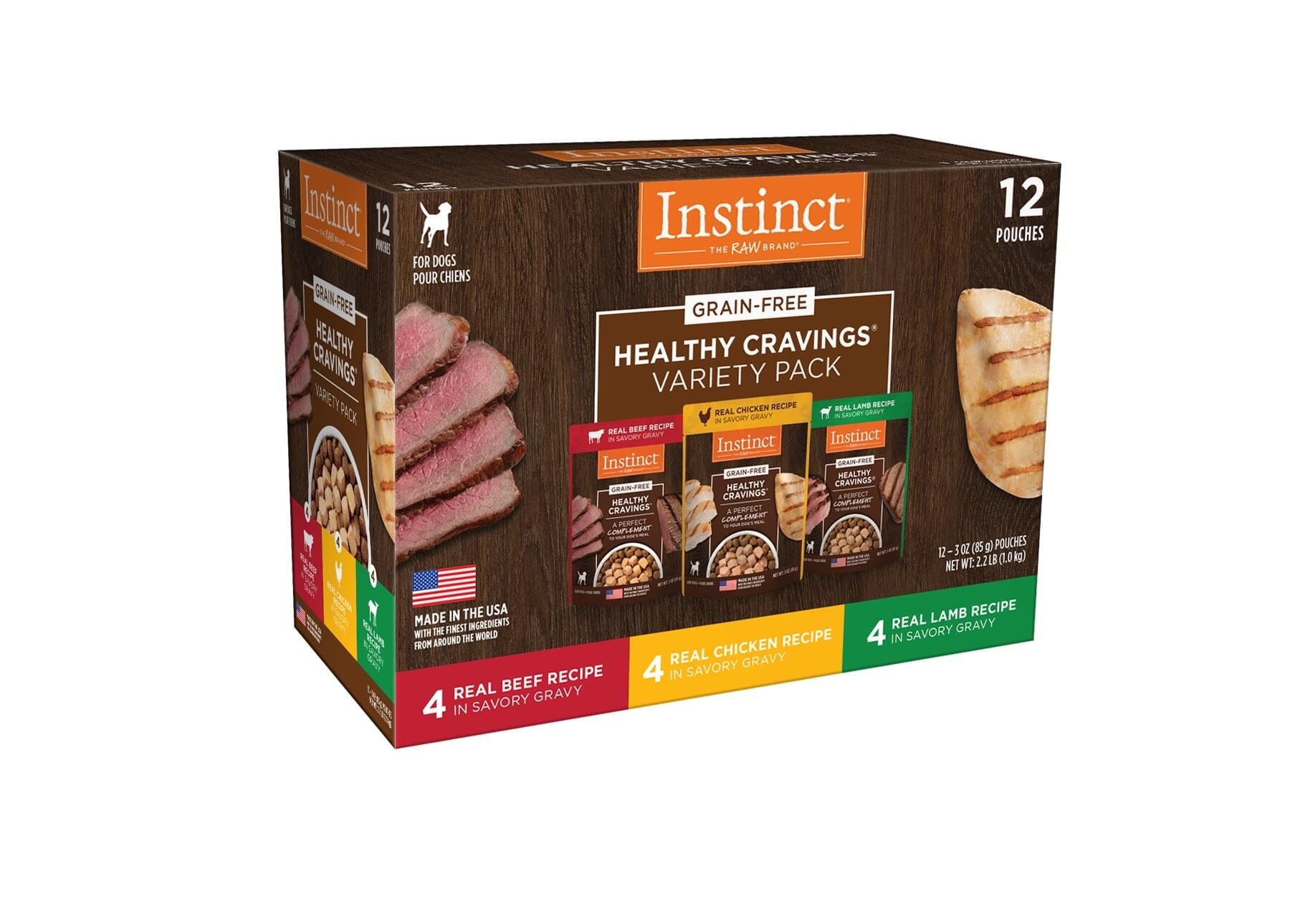 Instinct Grain-Free Healthy Cravings Dog Food Toppers - Variety Pack - 3 Oz - 12 Pack - Case of 2