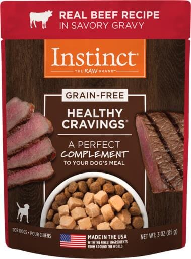 Instinct Healthy Cravings Grain-Free Tender Beef Recipe Meal Topper Pouches for Dogs