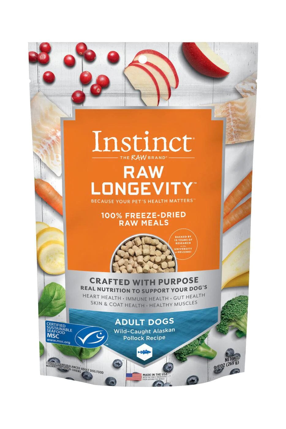 Instinct Longevity Pollock 100% Freeze-Dried Adult Dog Food - 9.5 Oz