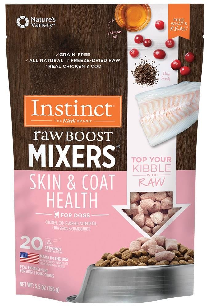 Instinct Raw Boost Mixers Grain Free Skin & Coat Health Freeze Dried Raw Dog Food Topper