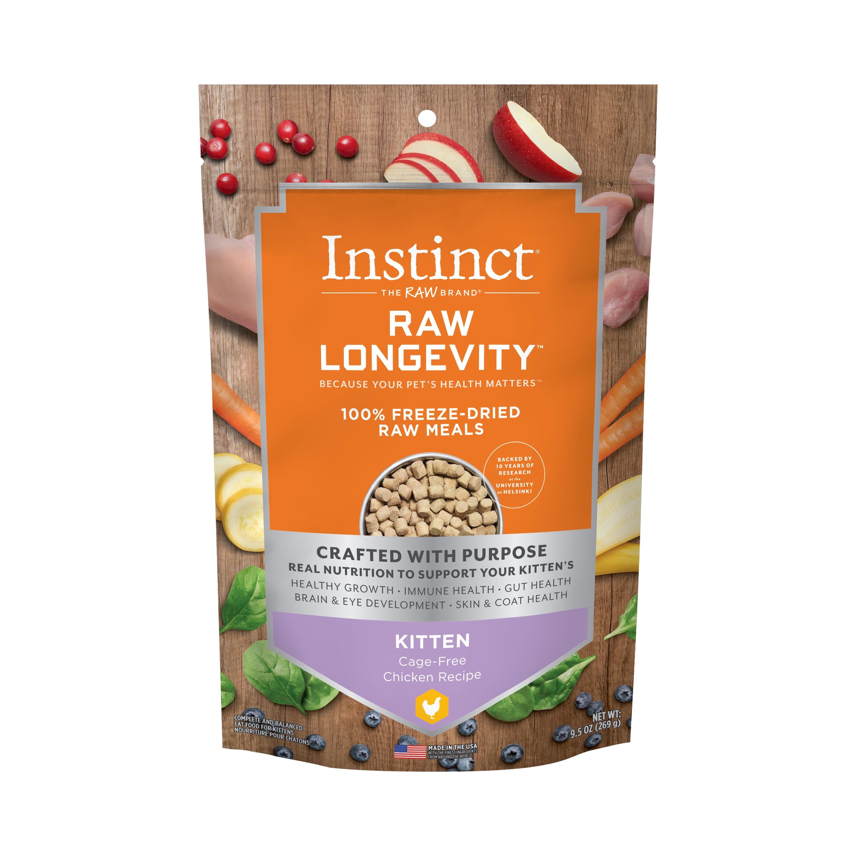 Instint Longevity 100% Chicken Freeze-Dried Kitten Cat Food - 9.5 Oz