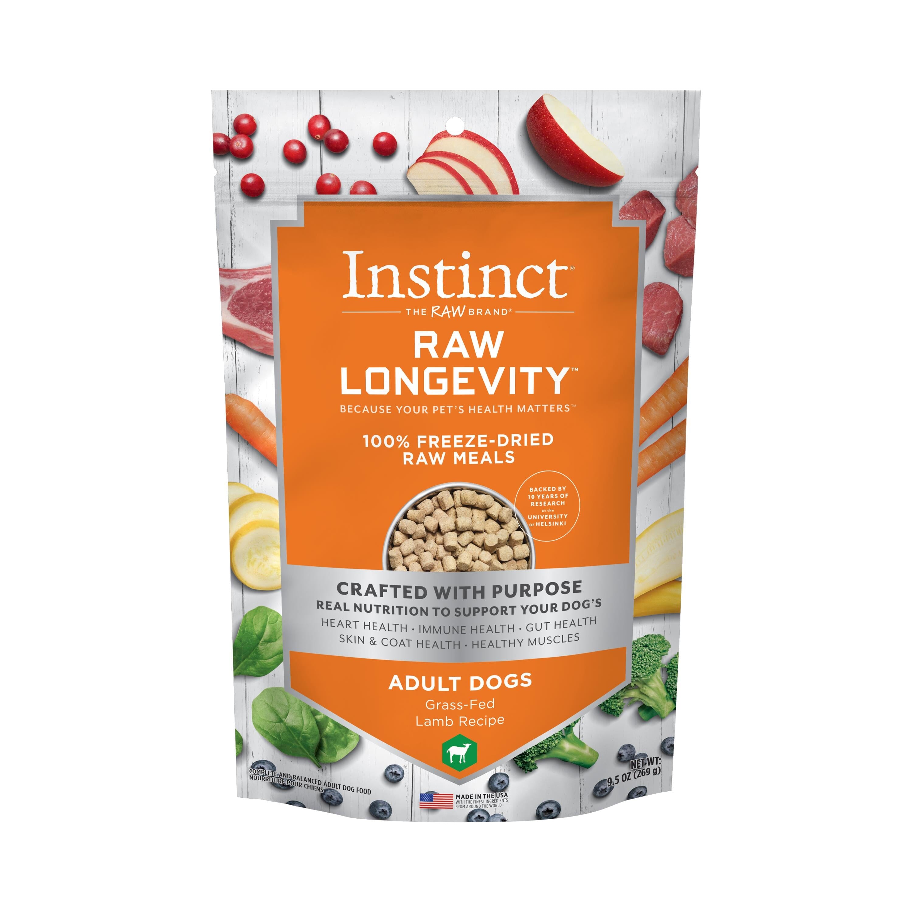 Instint Longevity 100% Freeze-Dried Raw Lamb Dog Food - 9.5 Oz