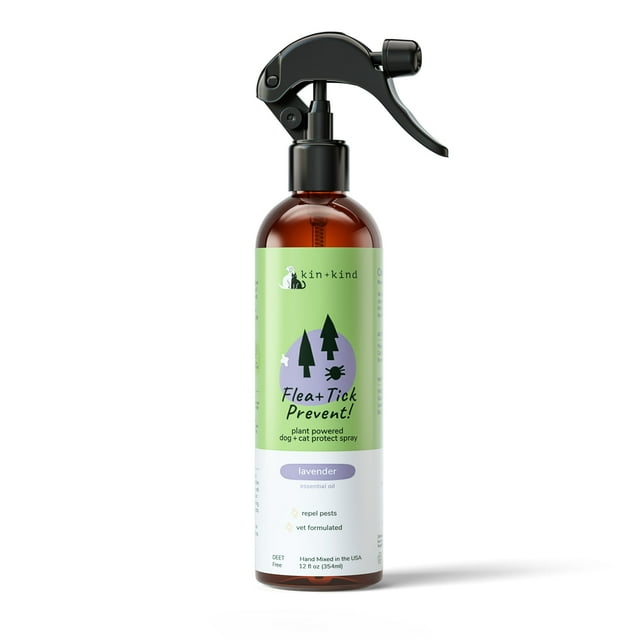 KIN + KIND Protection and Prevention Lavender Scented Flea and Tick Dog Spray 12 Ounce
