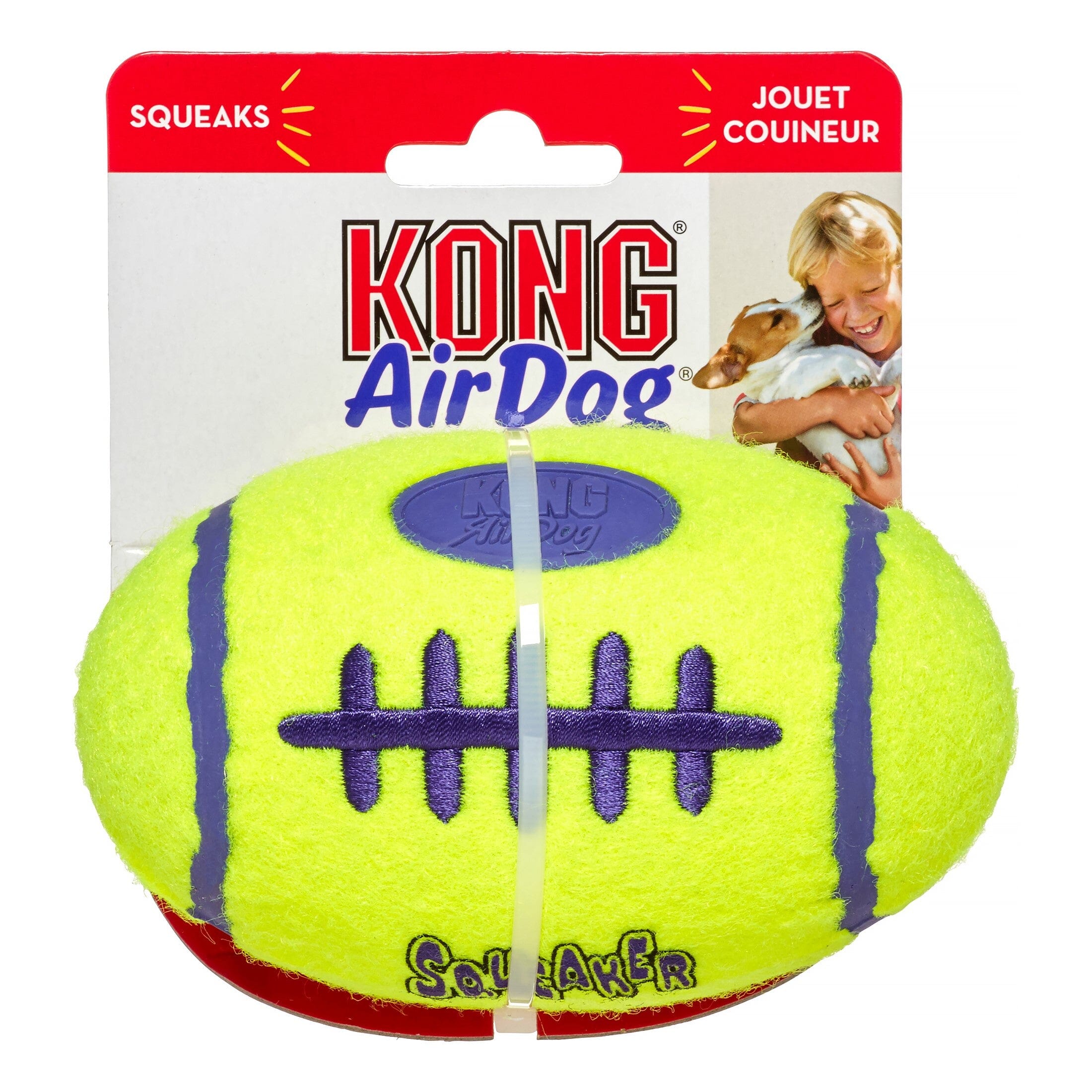 Kong AirDog Squeaker Football Tennis Felt Fetch Dog Toy - Medium