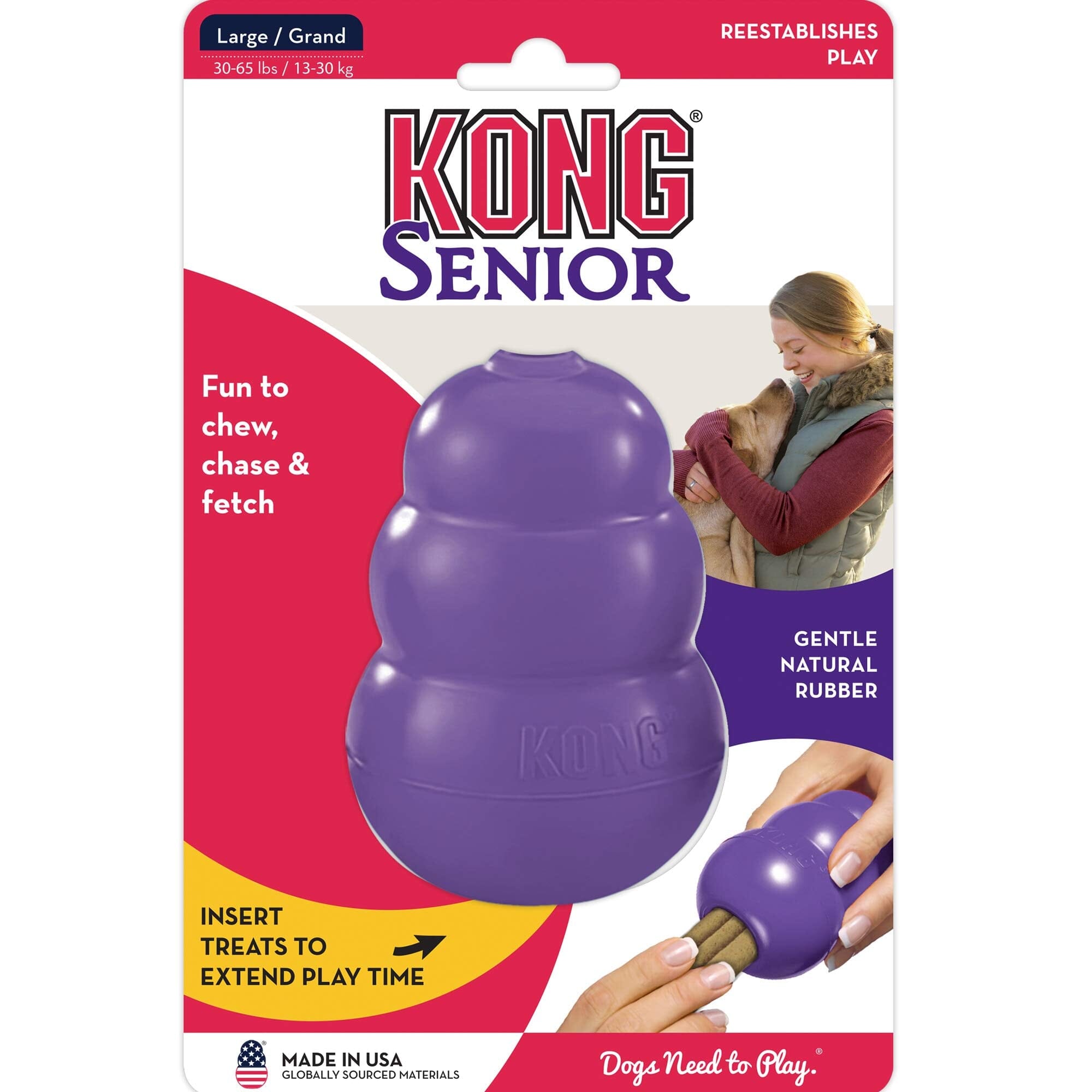 Kong Classic Treat Inserting Senior Natural Rubber Dog Toy - Large