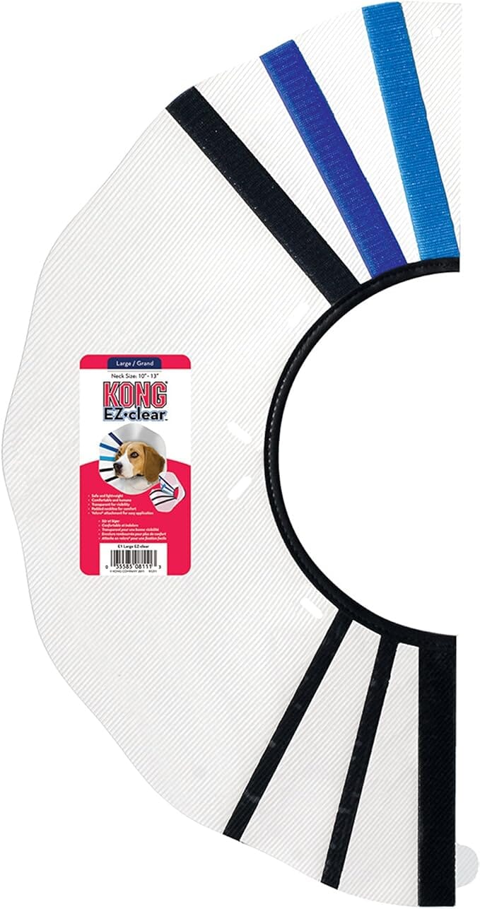 Kong Clear EZ-Collar Clear Blue and Black Safety Dog Collar - Large - 10-13" In Girth