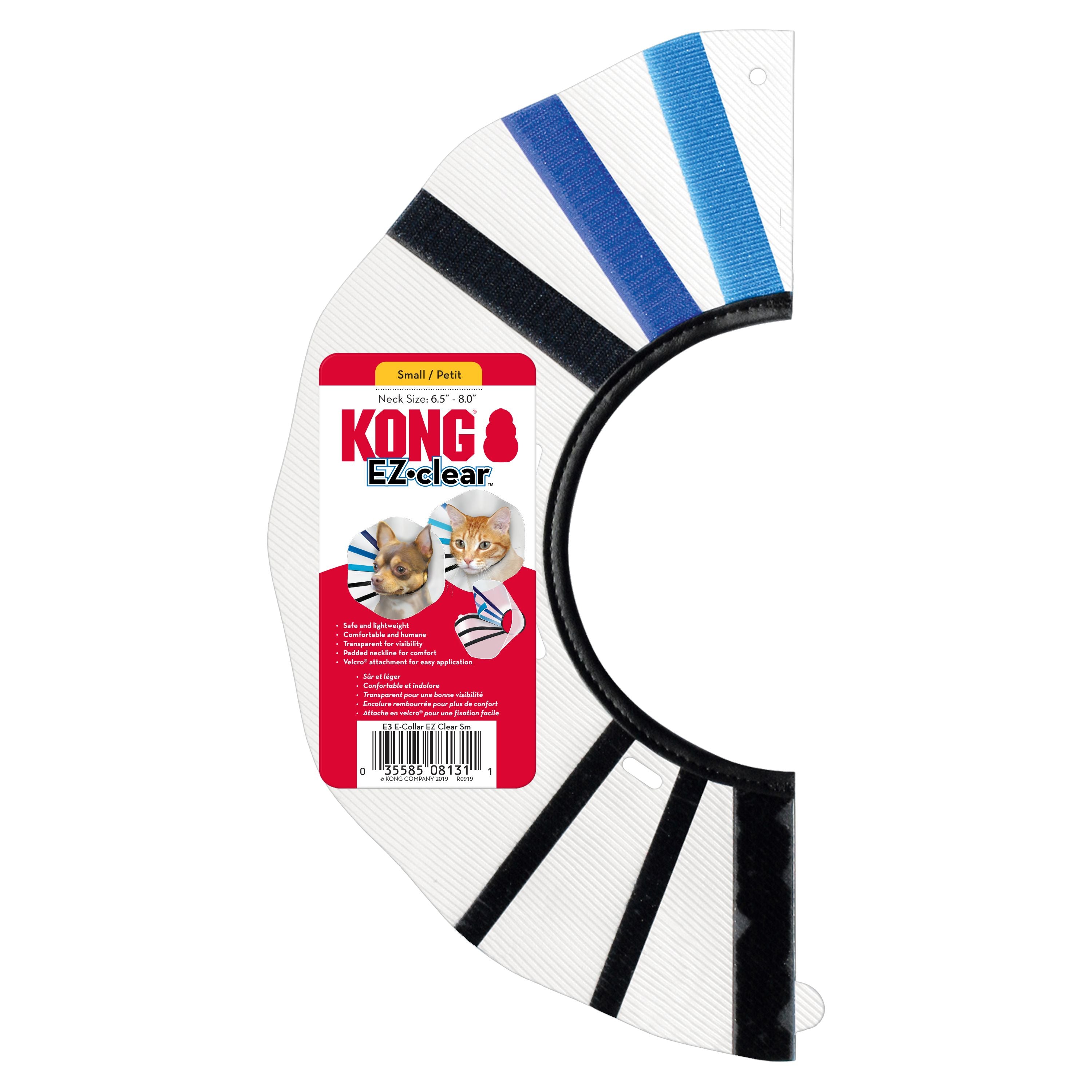Kong Clear EZ-Collar Clear Blue and Black Safety Dog Collar - Small - 6.5-8" In Girth
