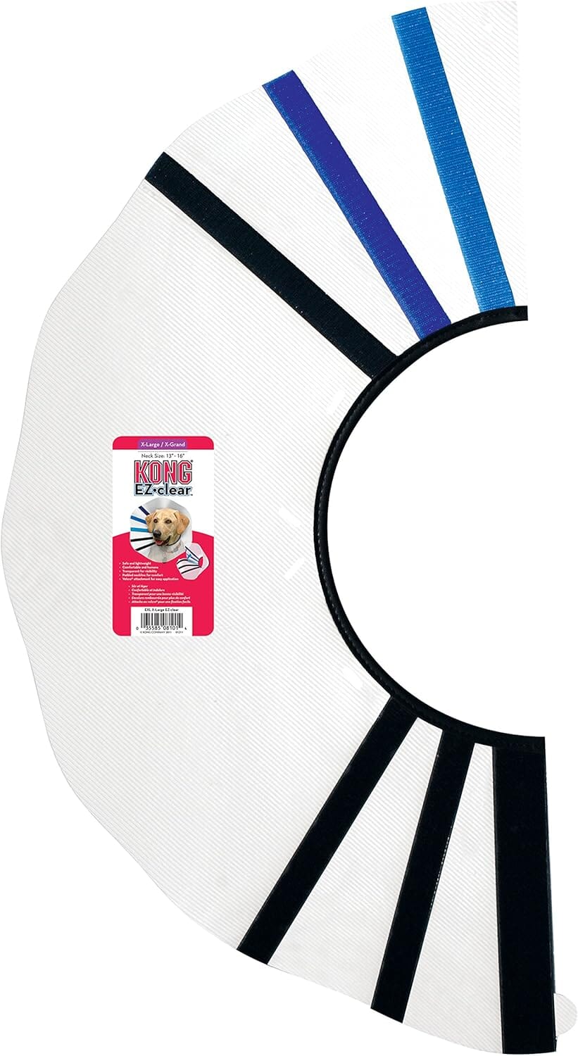 Kong Clear EZ-Collar Clear Blue and Black Safety Dog Collar - X-Large - 13-16" Girth
