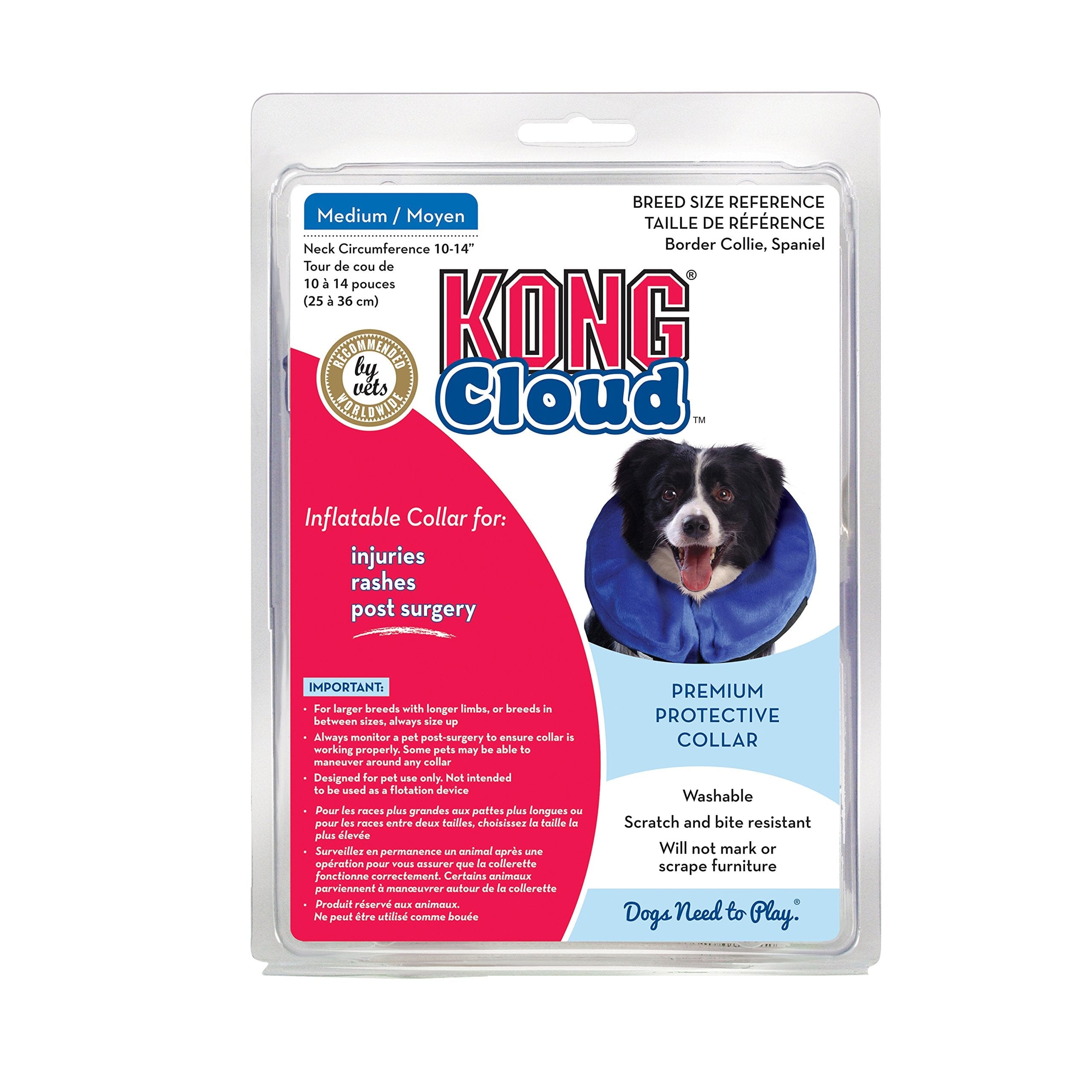 Kong Cloud Collar Plush Inflatable Pet E-Collar for Rashes and Post-Surgery Injuries  