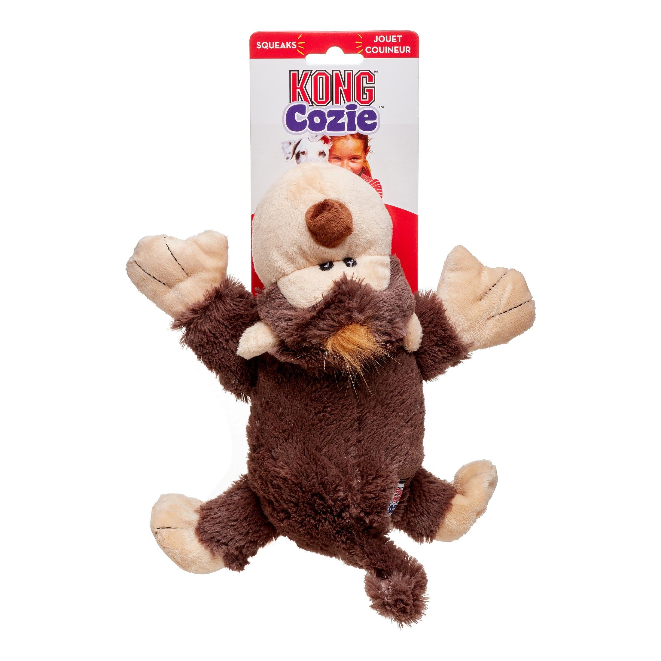 Kong Cozie Spunky the Monkey Squeak and Plush Dog Toy - Medium