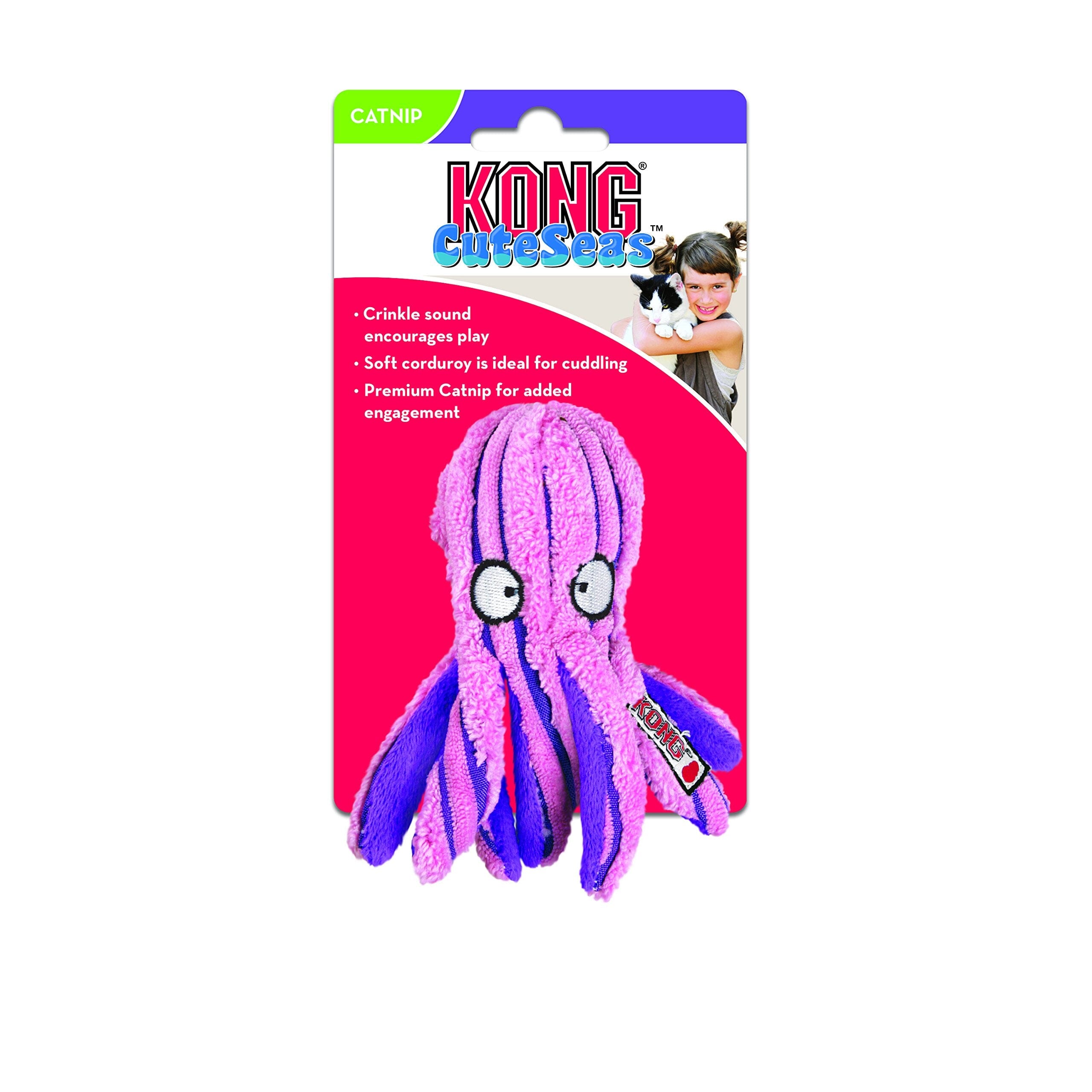 Kong Cuteseas Octopus Crinkle and Squeak Plush Cat Toy