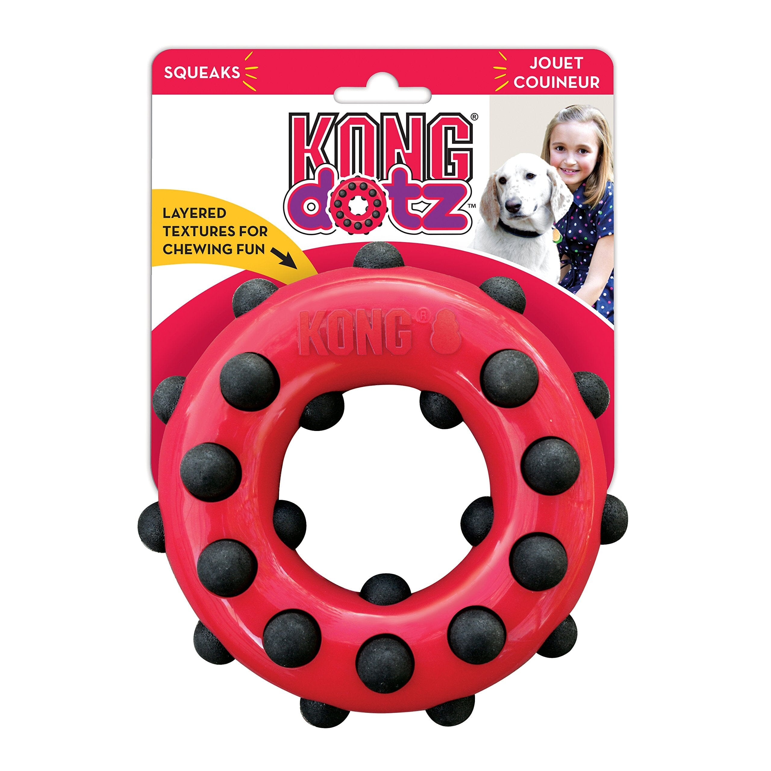 Kong Dotz Textured Gum Massaging Circle Rubber Dog Toy - Large
