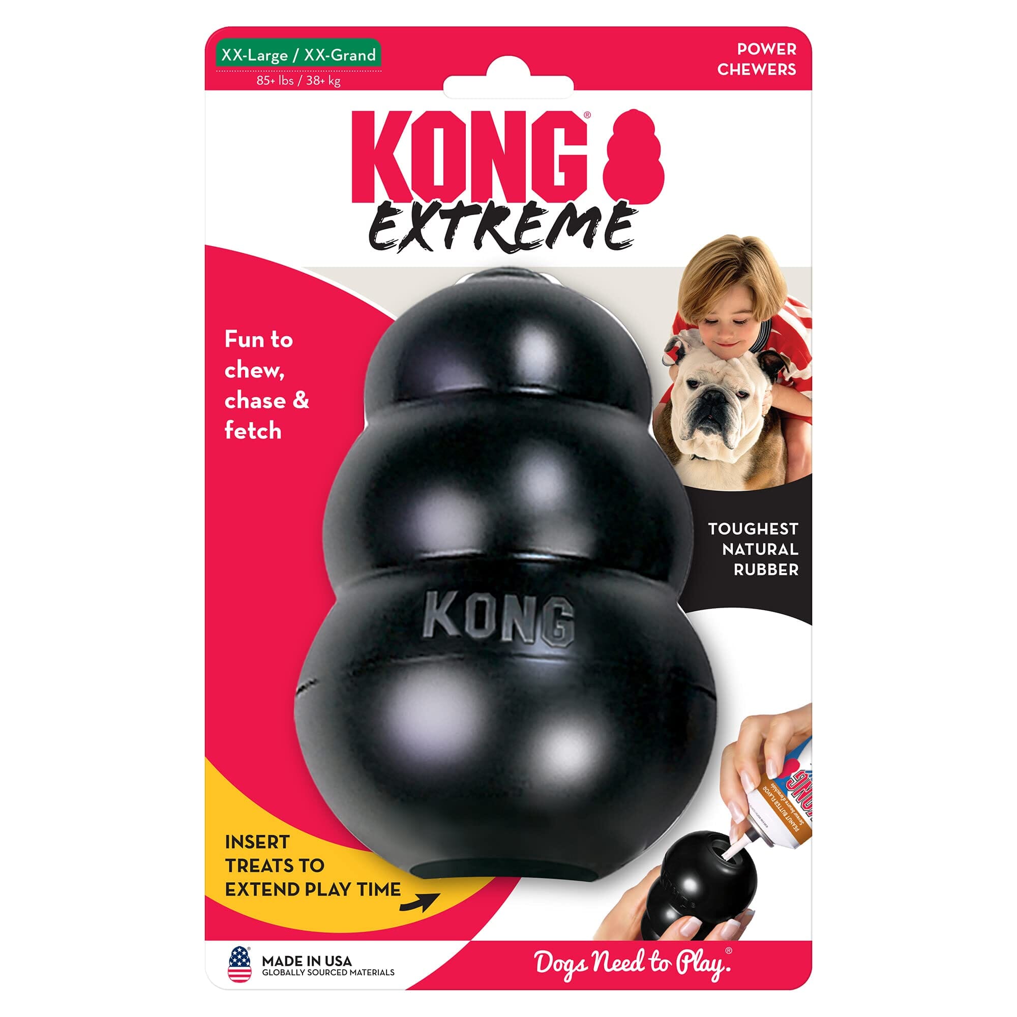 Kong Extreme Chew and Fetch Toughest Natural Rubber Dog Toy - Black