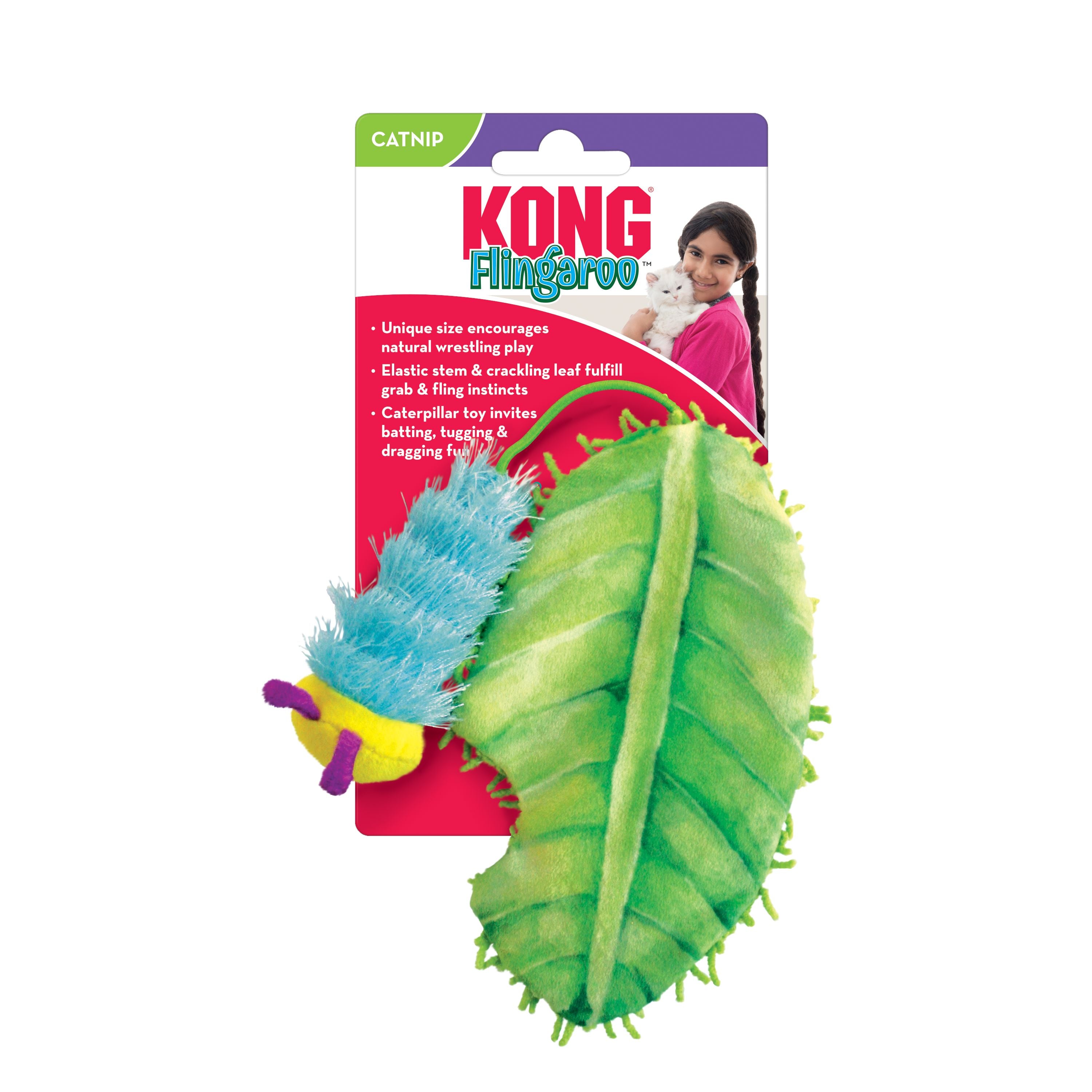 Kong Flingaroo Caterpillar Crackle and Catnip Cat Toy