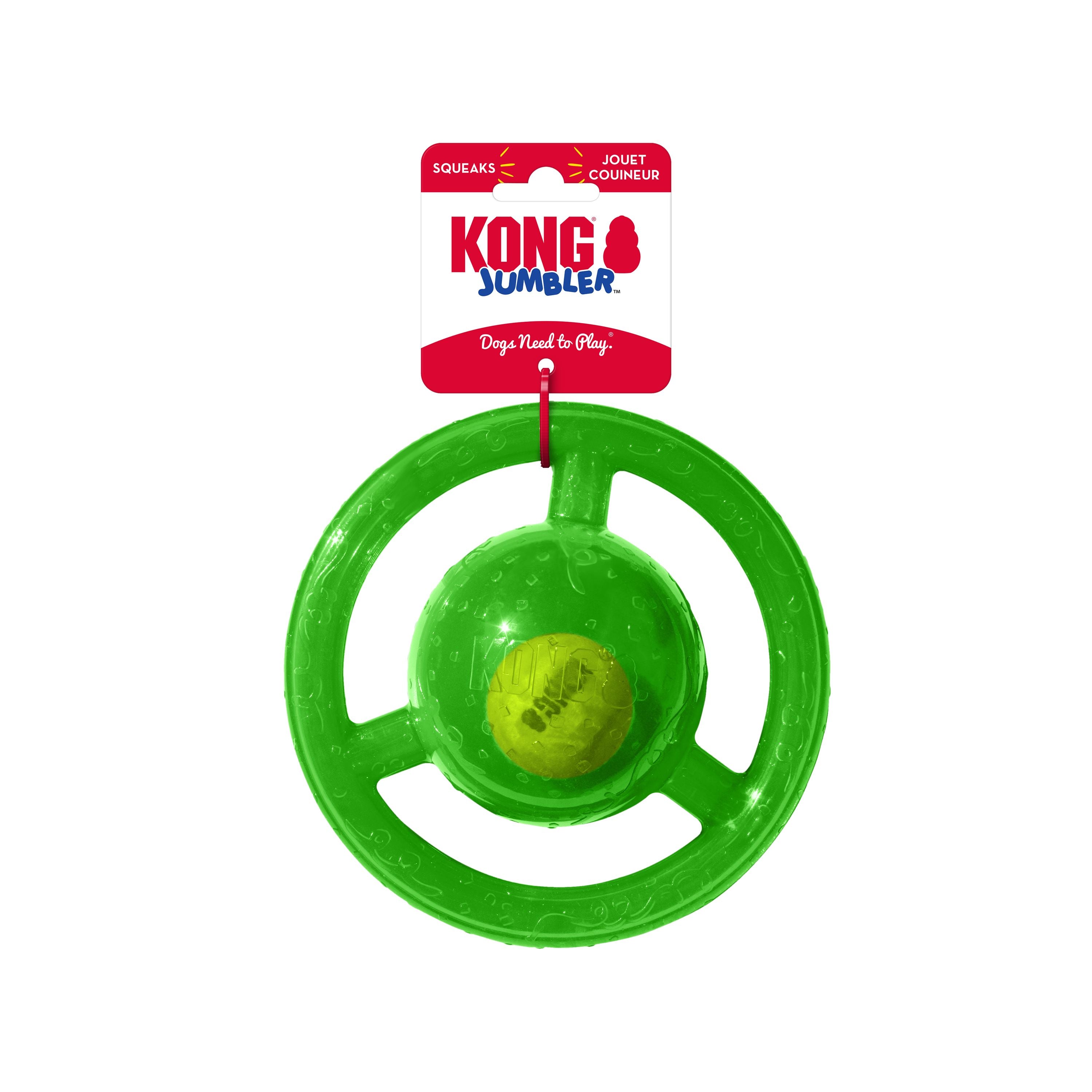 Kong Jumbler Disc Fetch and Chew Inner Tennis Ball and Rubber Dog Toy - Medium/Large