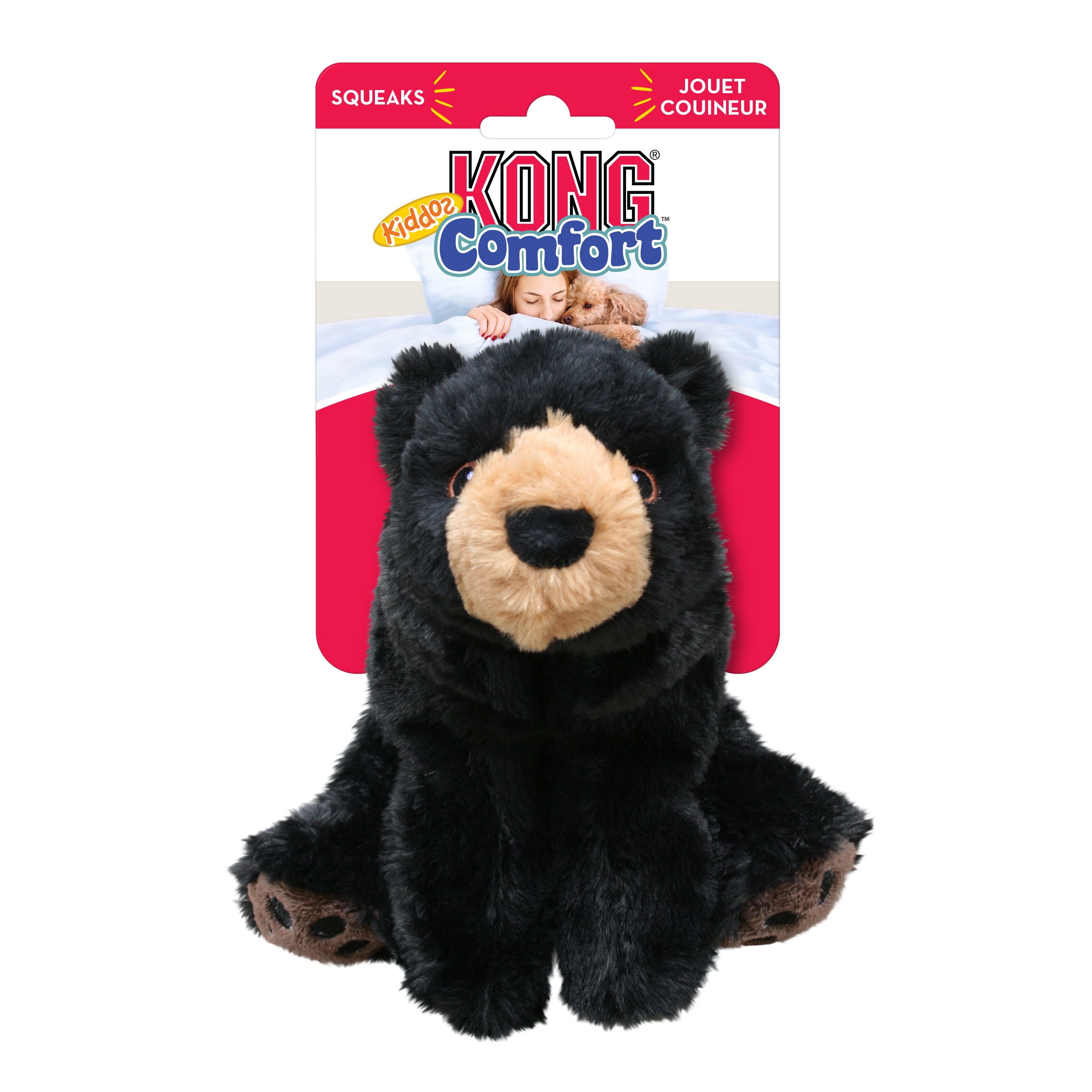 Kong Kiddos Bear Black Dog Toy with Removable Squeaker - Large