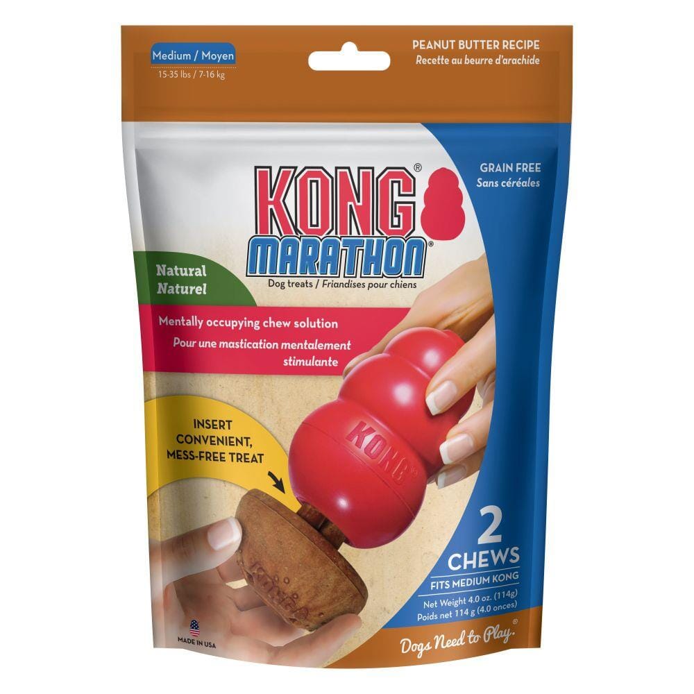 Kong Marathon Chew Dog Toy Stuffing Chewy Dog Treats - Peanut Butter - Medium - 2 Pack
