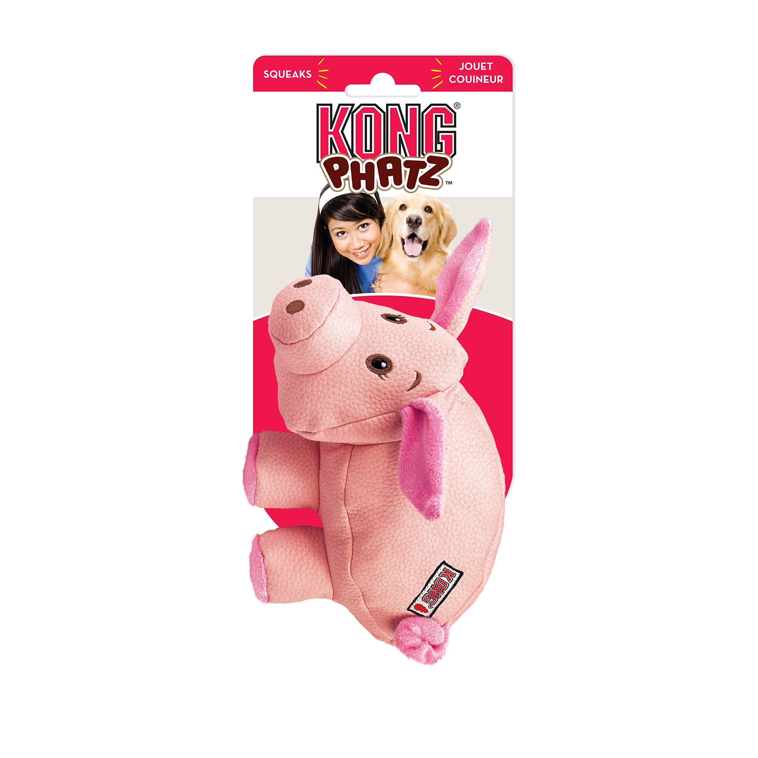 Kong Phatz Pig Squeak and Plush Dog Toy - Small