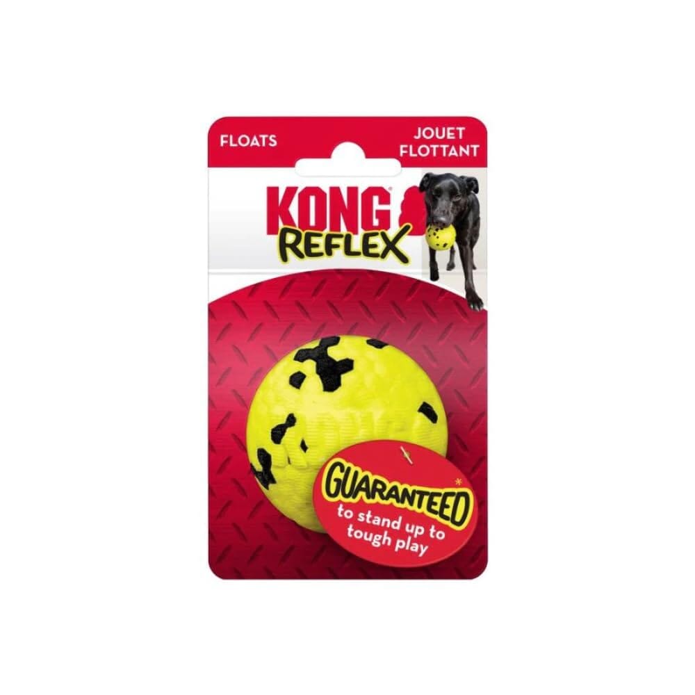 Kong Reflex Ball Bounce and Floating Dog Toy - Yellow - Medium