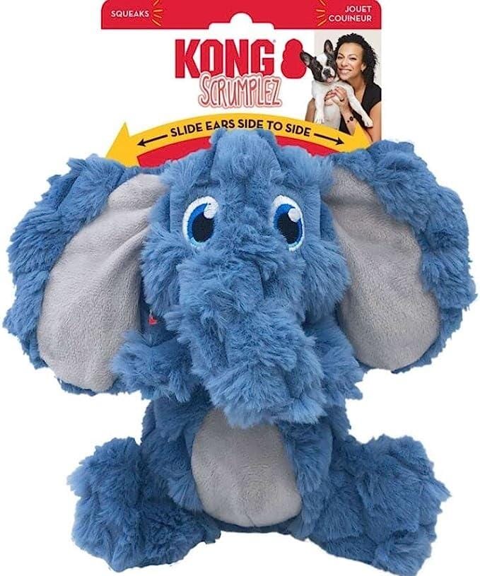 Kong Scrumplez Critters Elephant Squeak and Plush Dog Toy - Medium