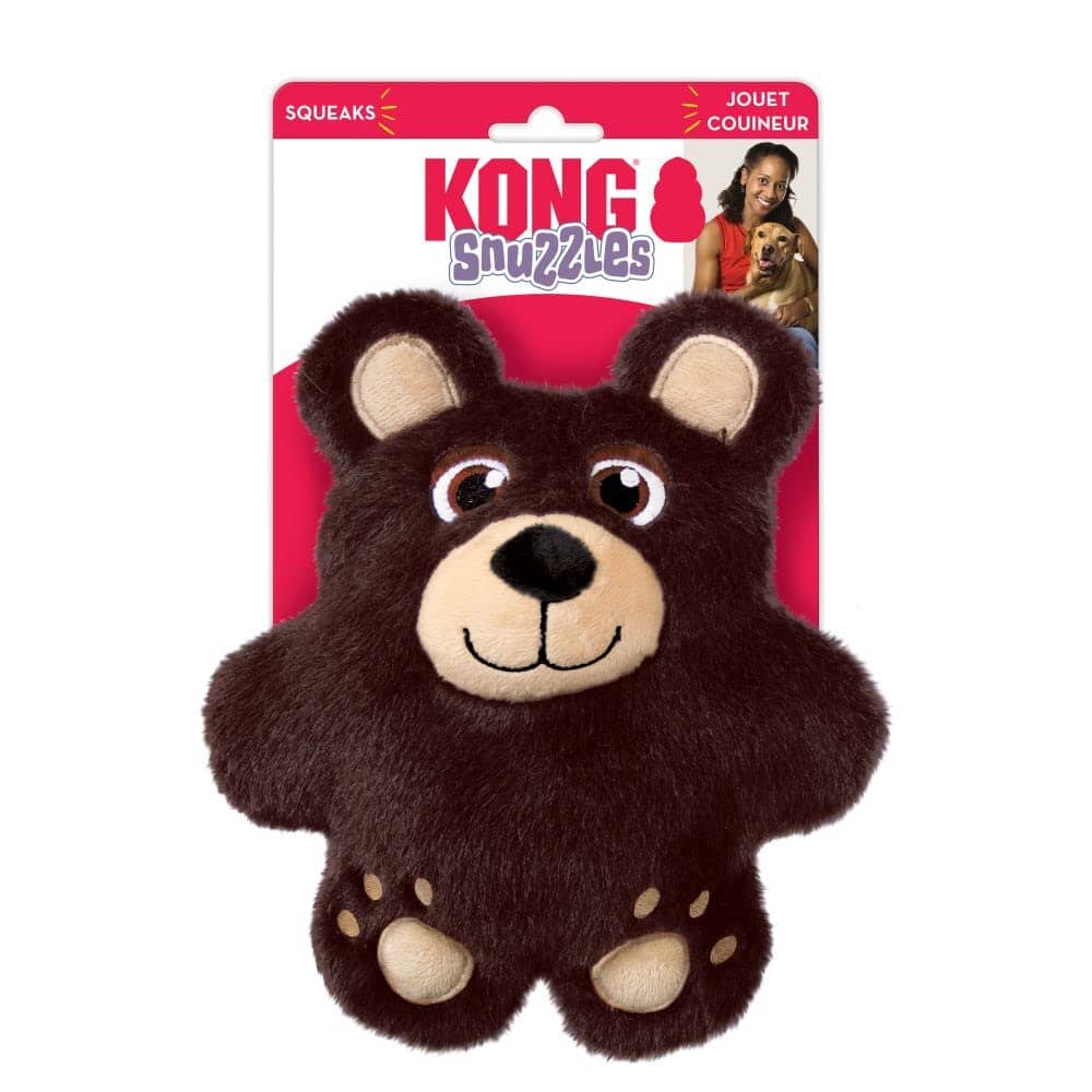 Kong Snuzzles Bear Squeak and Plush Dog Toy - Medium