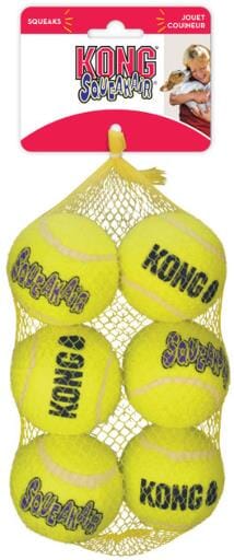 Kong SqueakAir Tennis Balls Felt Dog Toys - 6 Pack - Medium