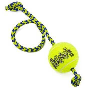 Kong Squeaker Ball with Rope Dog Toy - Medium