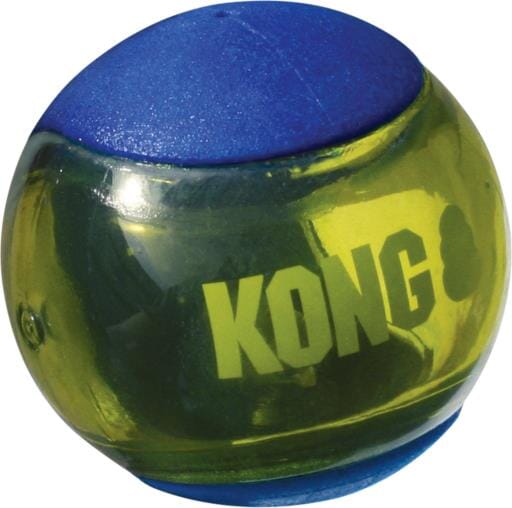 Kong Squeezz Action Ball Squeak and Fetch Rubber Dog Toy - Blue - Medium