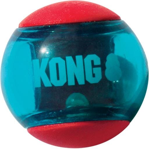 Kong Squeezz Action Ball Squeak and Fetch Rubber Dog Toy - Red - Medium