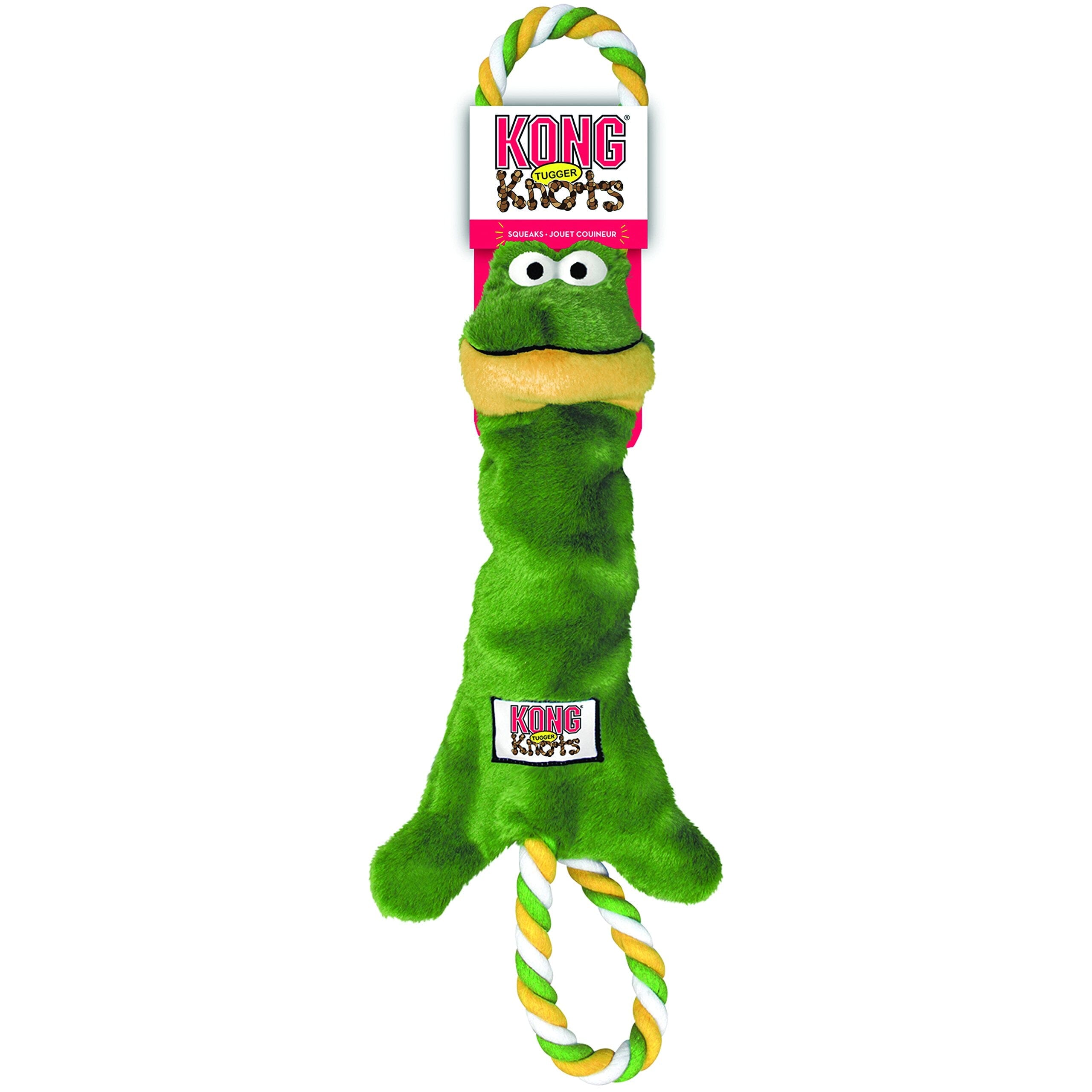Kong Tugger Knots Frog Internally Roped and Plush Dog Toy - Medium/Large