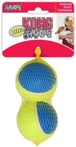 Kong Ultra SqueakAir Ball Tennis and Rubber Fetch Dog Toy - Large