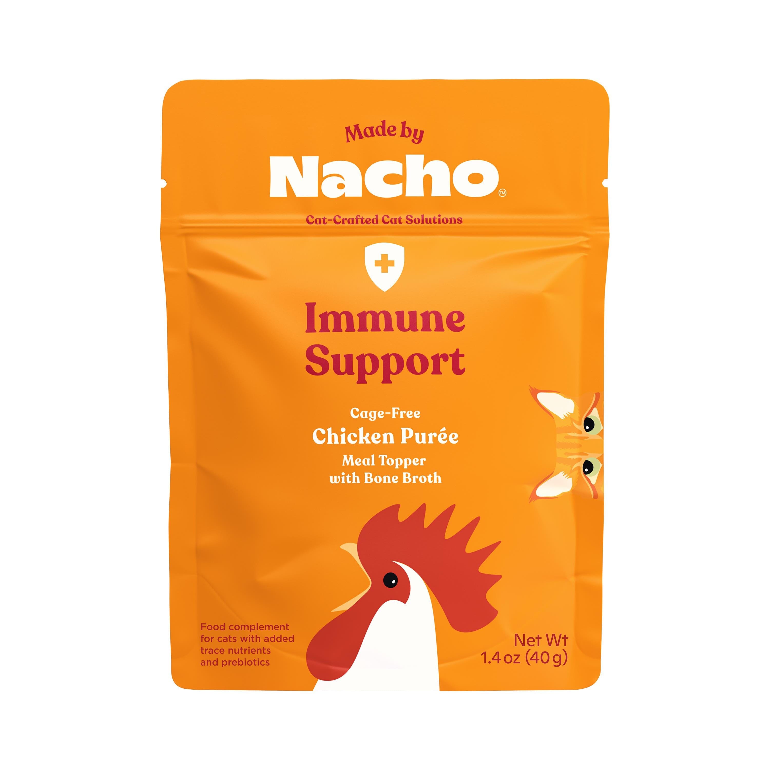 Made by Nacho Immune Support Chicken Puree Meal Cat Food Toppers - 1.4 Oz - Case of 36