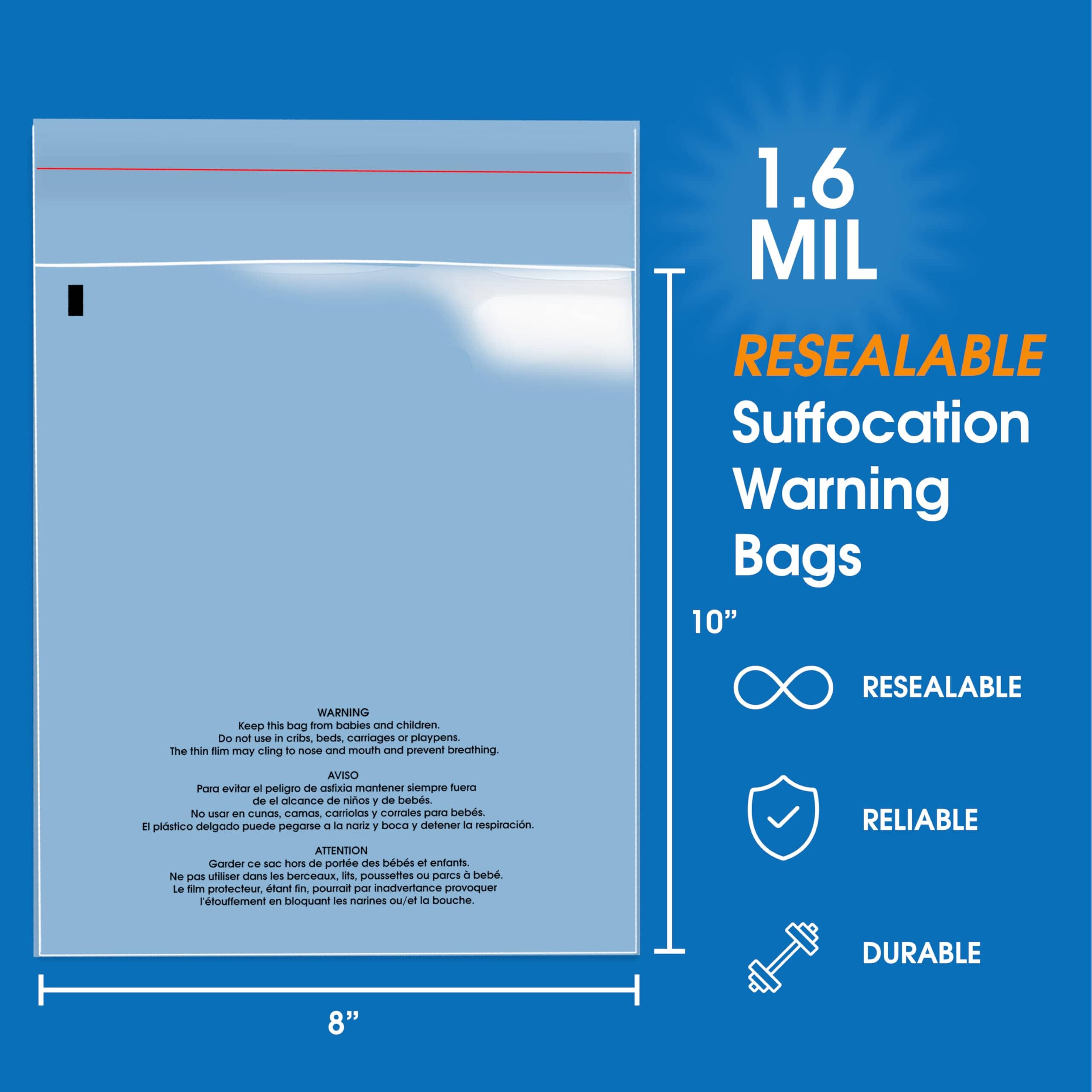 MDT Packaging Poly Fish Bag - 8X20 In - 1000 Count