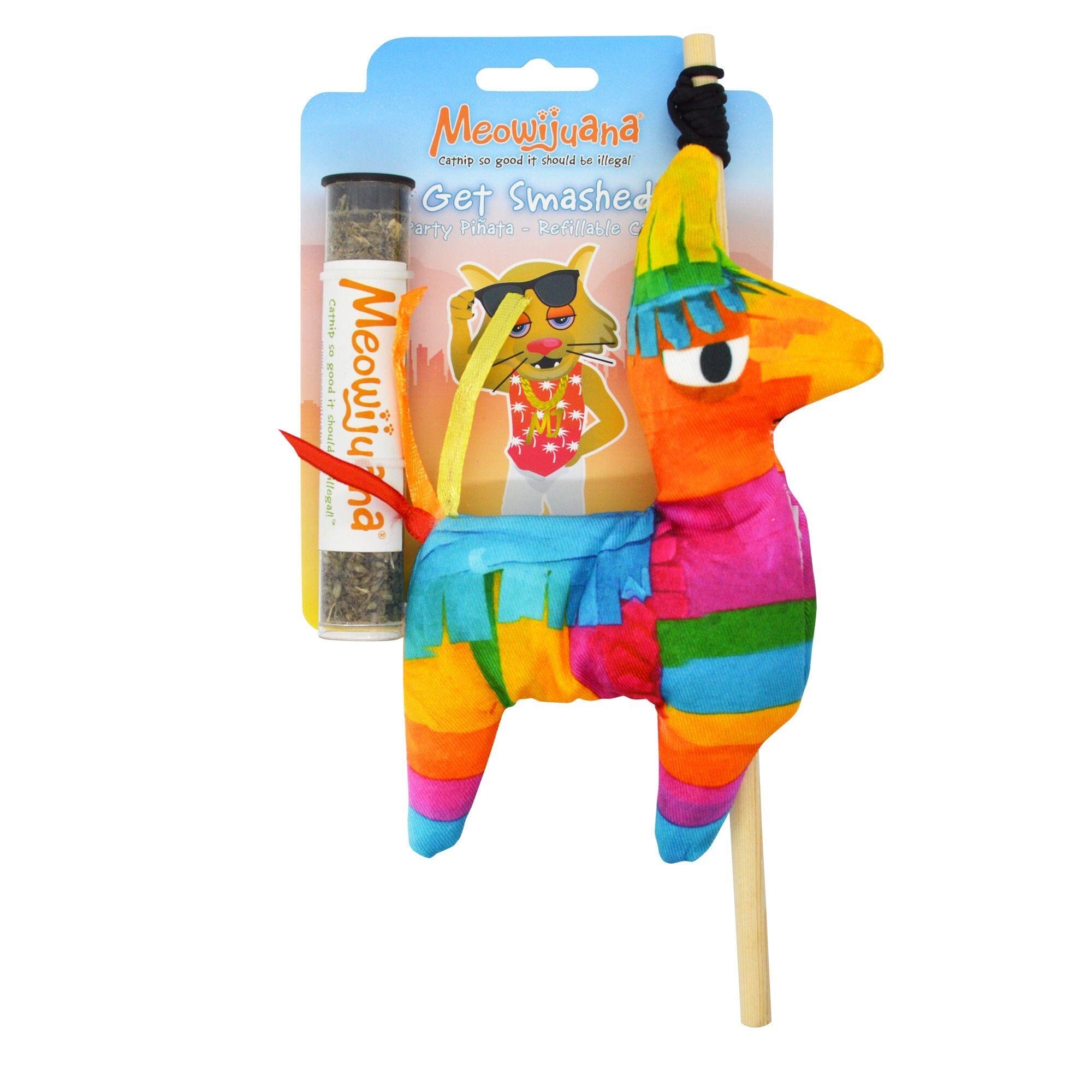 Meowijuana Get Smashed Llama Pinata Wand Refillable Catnip Cat Toy