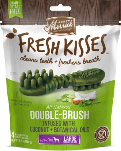 Merrick Fresh Kisses Coconut Oil and Botanicals Large Brush Dog Dental Chews - 4 Count - 6.5 Oz